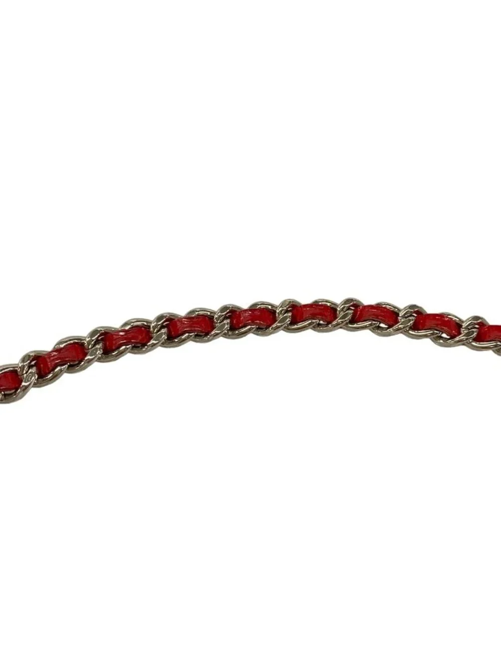 Chanel Shoulder Bag Red Silver Chain Leather